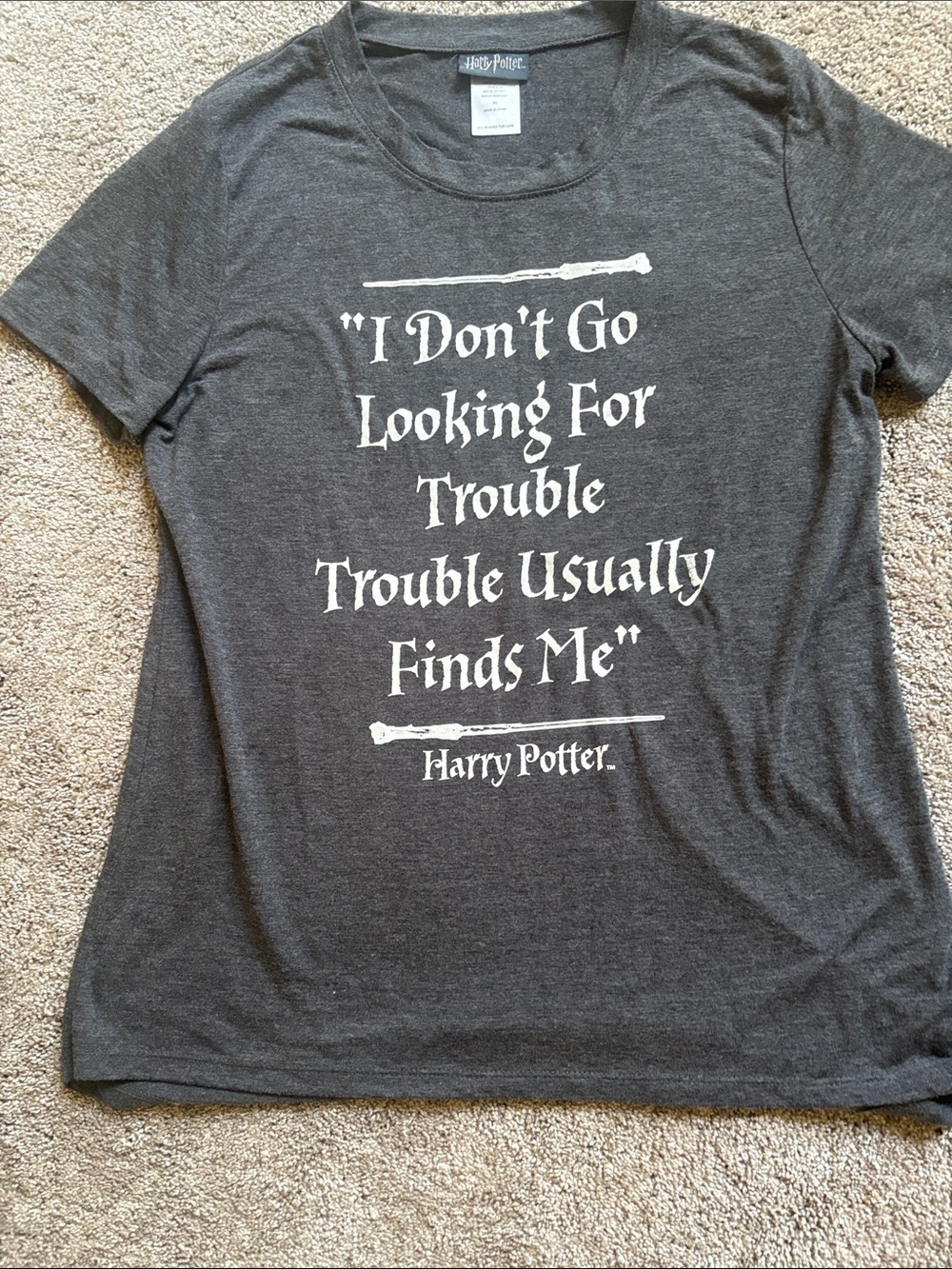 Warner Bros. Harry Potter Dark Gray Tee with White Quote